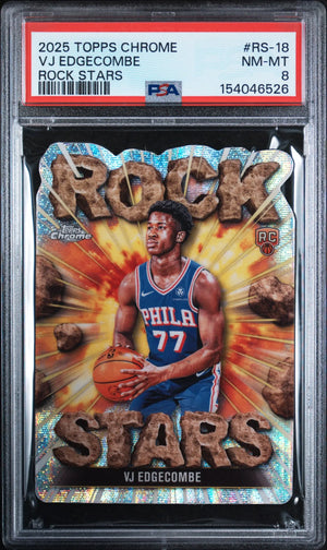 2025 Topps Chrome Rock Stars Rookie V. J. Edgecombe RC PSA 8 