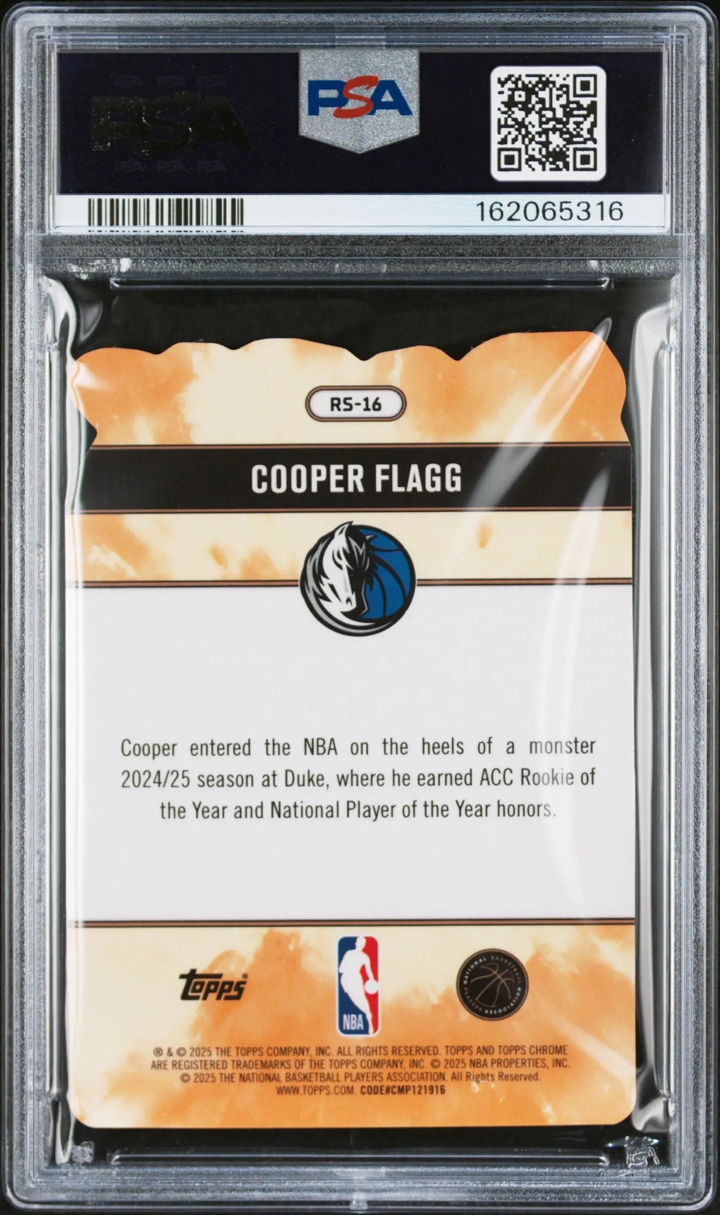 2025 Topps Chrome Rock Stars #RS-16 Cooper Flagg Rookie PSA 9 