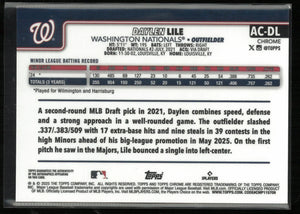 2025 Topps Chrome Rookie Autograph Daylen Lile Auto Blue /150 RC 