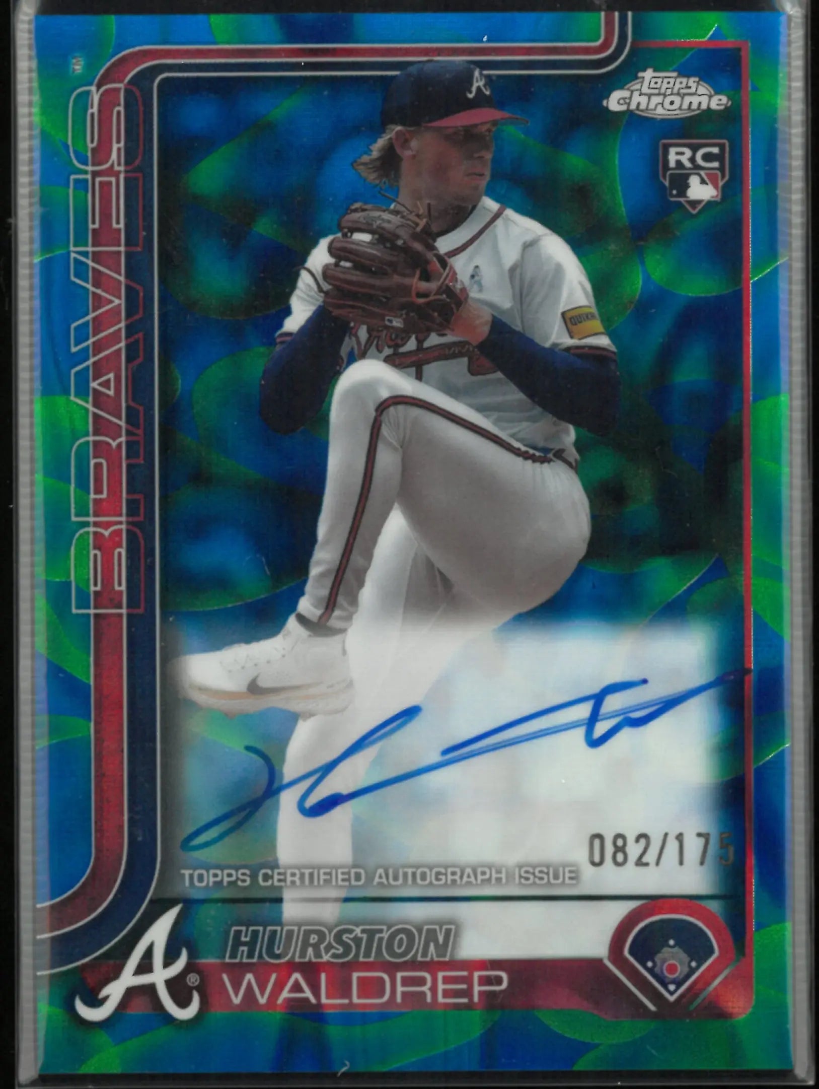 2025 Topps Chrome Rookie Autograph Hurston Waldrep Blue Green Lava Lamp /175 RC 