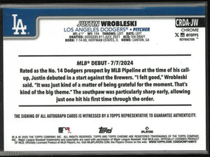 2025 Topps Chrome Rookie Autograph Justin Wrobleski Auto Refractor /499 RC 