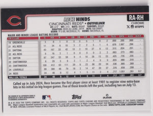 2025 Topps Chrome Rookie Autograph Rece Hinds Auto Black /10 RC 