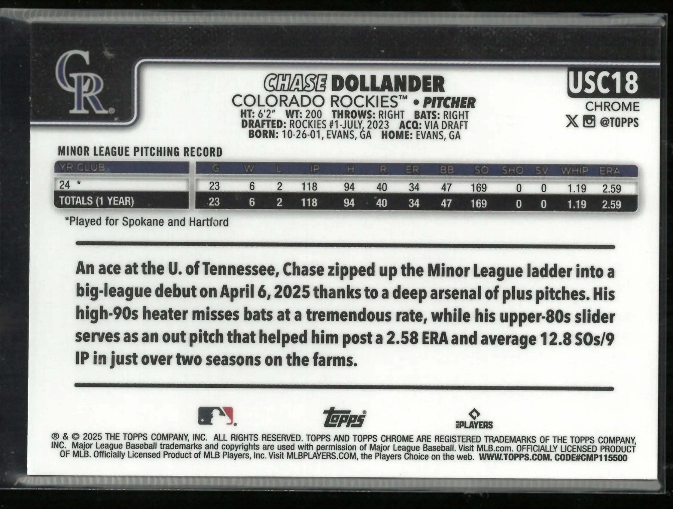 2025 Topps Chrome Rookie Chase Dollander Red Lava /5 RC 
