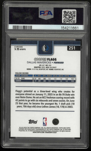 2025 Topps Chrome Rookie Cooper Flagg RC PSA 10 