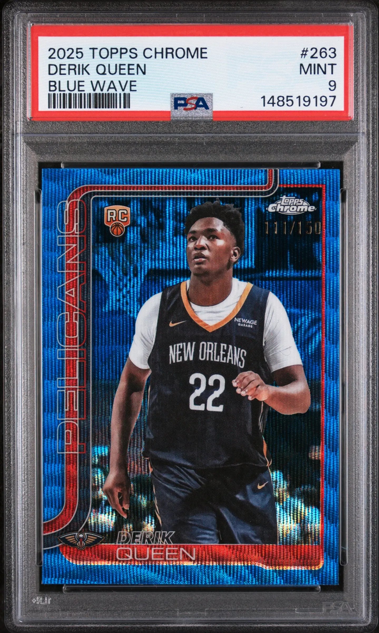 2025 Topps Chrome Rookie Derik Queen Blue Wave /150 RC PSA 9 