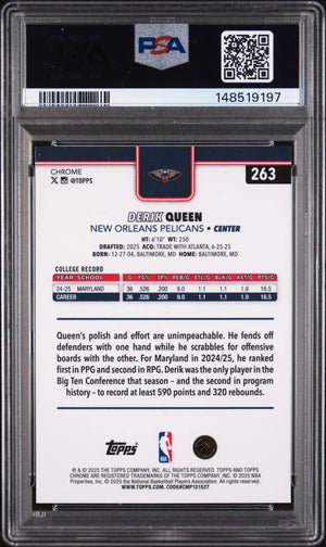 2025 Topps Chrome Rookie Derik Queen Blue Wave /150 RC PSA 9 