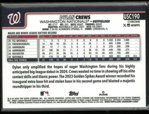 2025 Topps Chrome Rookie Dylan Crews Green /99 RC 