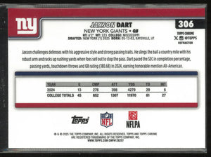 2025 Topps Chrome Rookie Jaxson Dart RC 