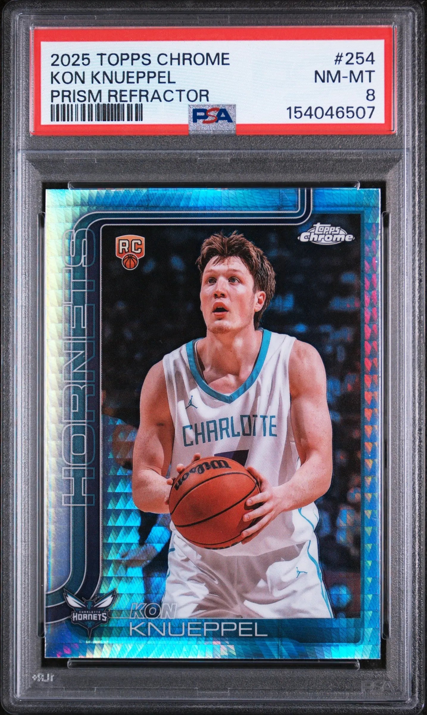 2025 Topps Chrome Rookie Kon Knueppel Prism Refractor RC PSA 8 