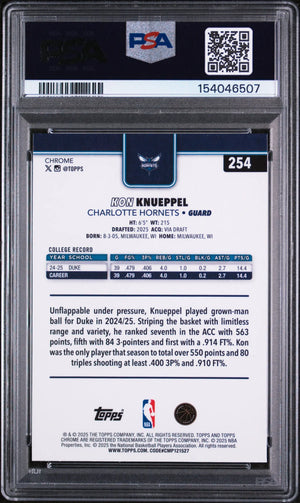 2025 Topps Chrome Rookie Kon Knueppel Prism Refractor RC PSA 8 
