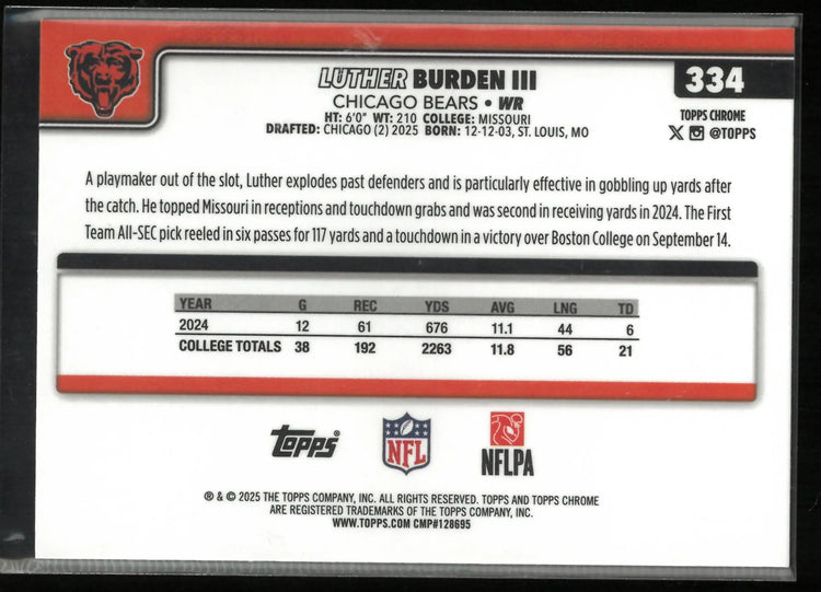 2025 Topps Chrome Rookie Luther Burden III RC 