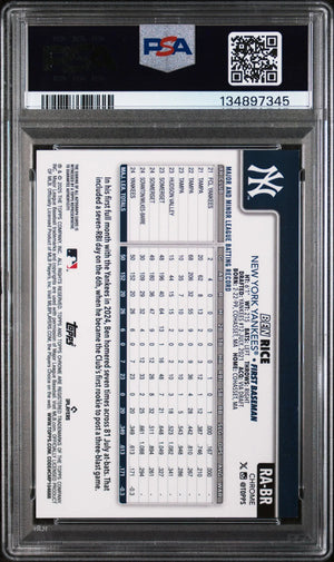 2025 Topps Chrome Rookie RC Autographs Auto Ben Rice PSA 10 