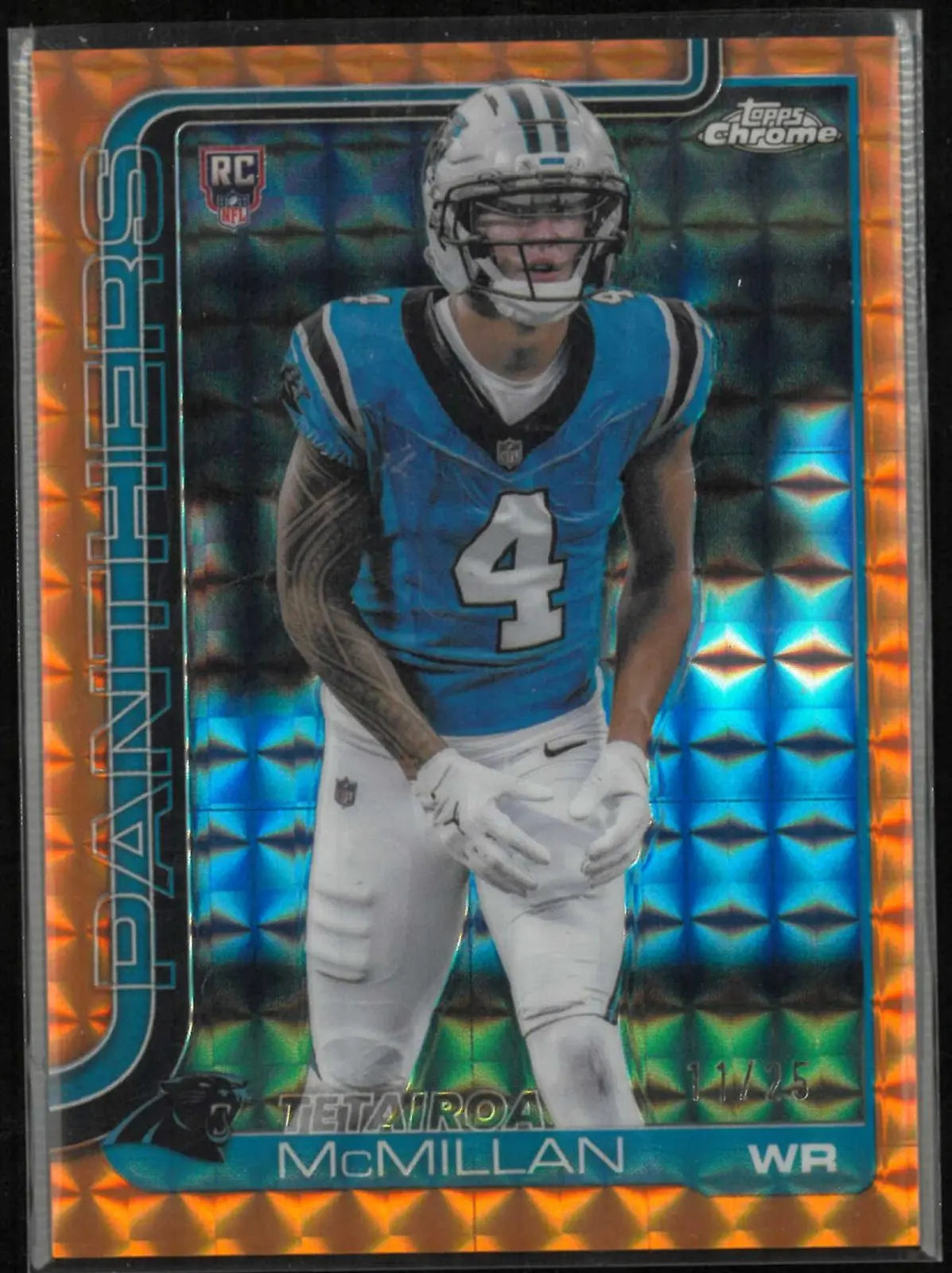 2025 Topps Chrome Rookie Tetairoa McMillan Orange X-Fractor /25 RC 