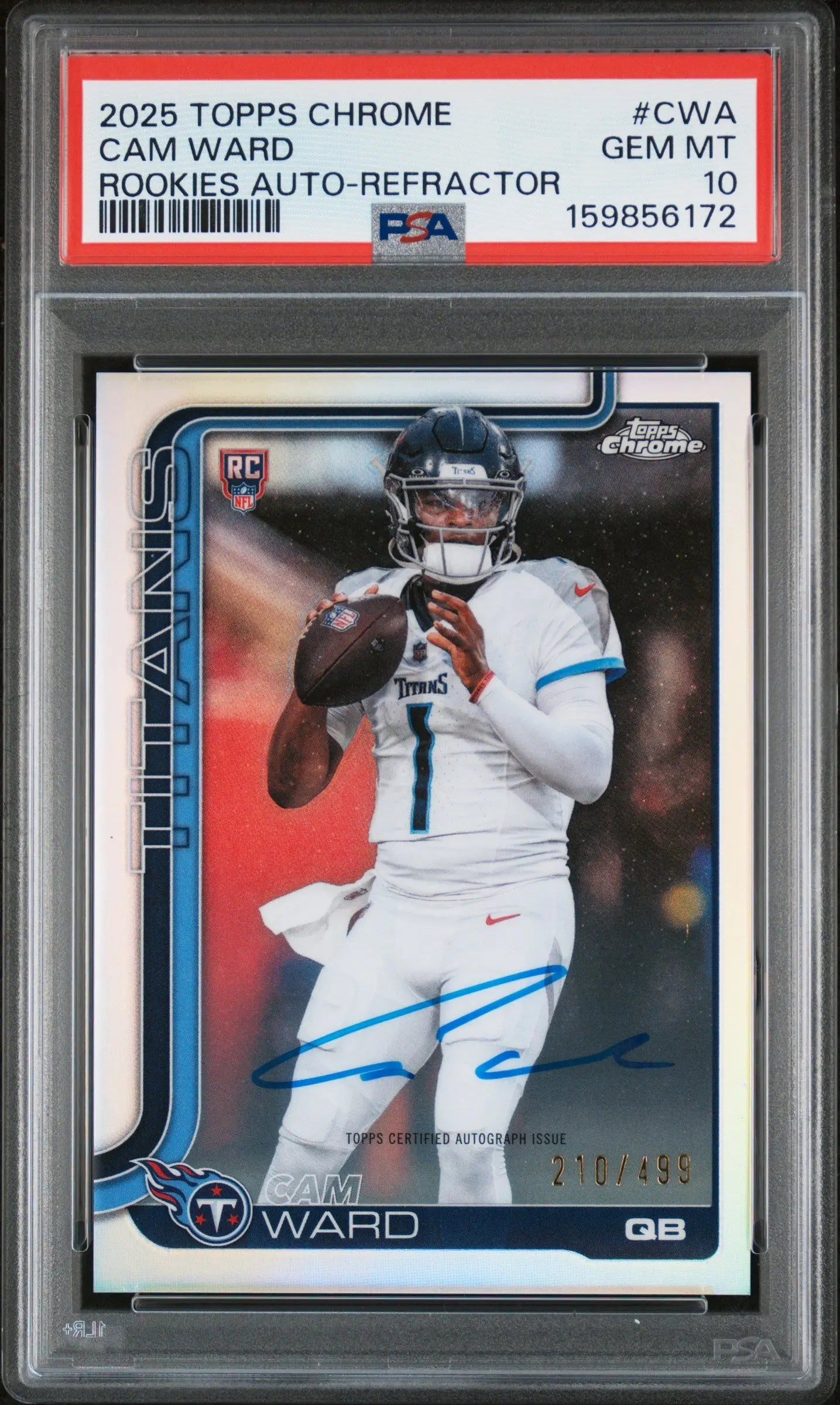 2025 Topps Chrome Rookies Autograph Cam Ward Auto Refractor /499 RC PSA 10 