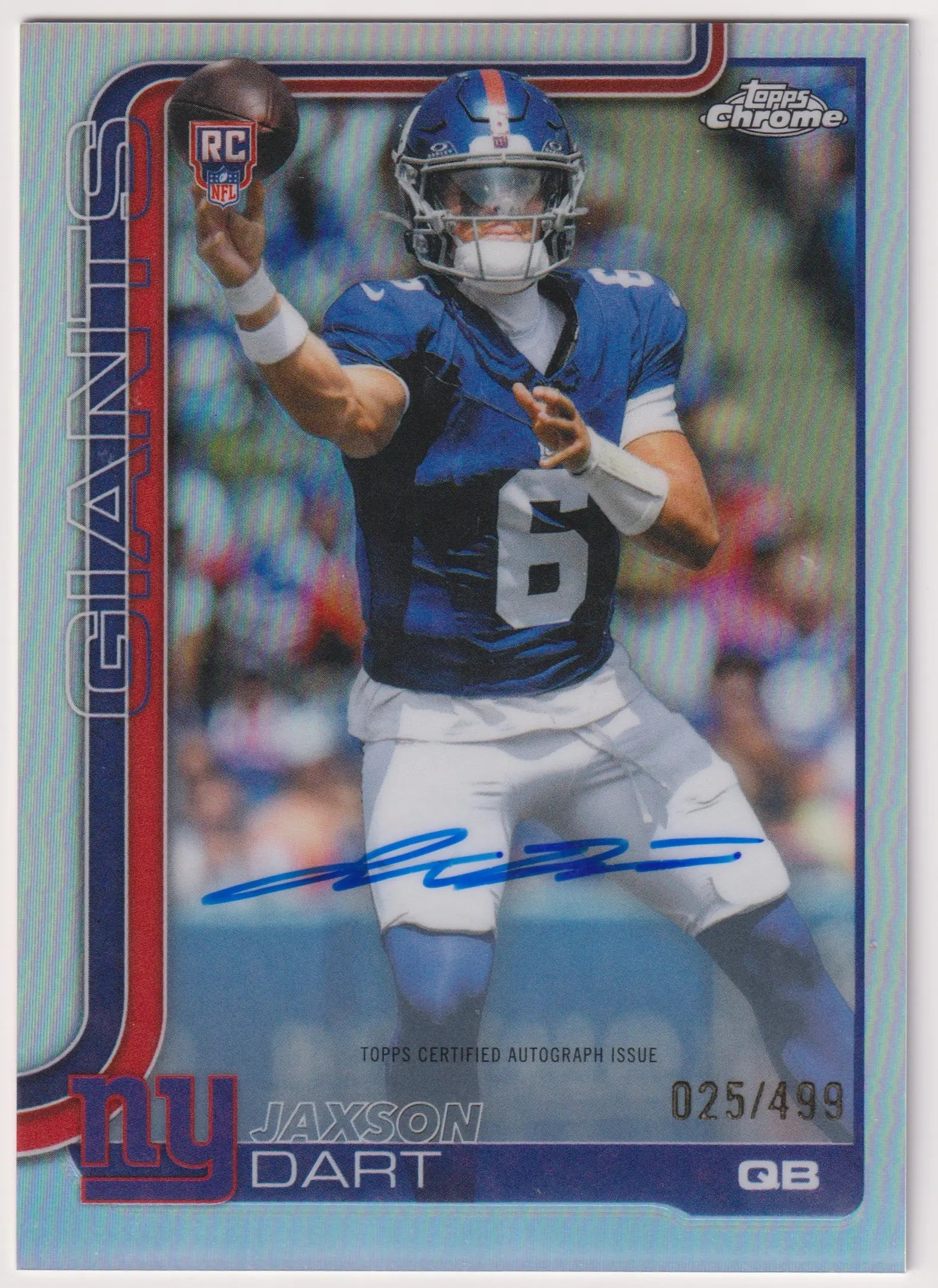 2025 Topps Chrome Rookies Autograph Variation Jaxson Dart Auto RC 