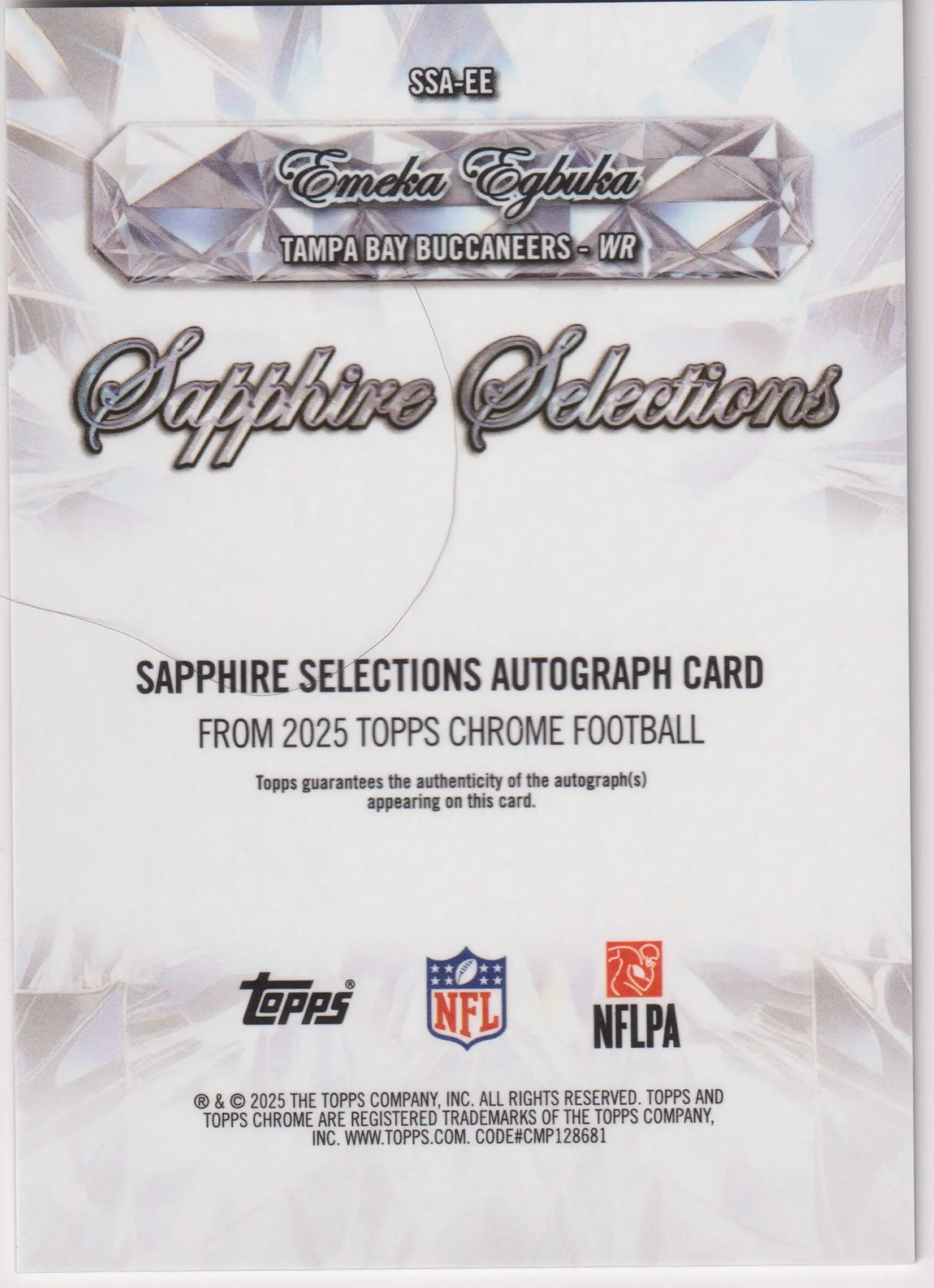 2025 Topps Chrome SS Autograph Rookie Emeka Egbuka Auto RC Gold Sapphire /50 
