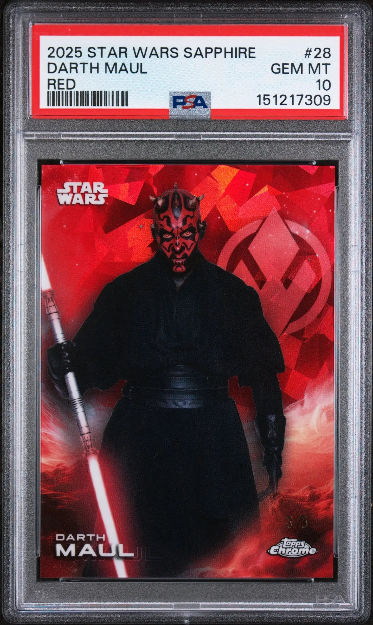 2025 Topps Chrome Sapphire Edition Star Wars Darth Maul Red /5 PSA 10 