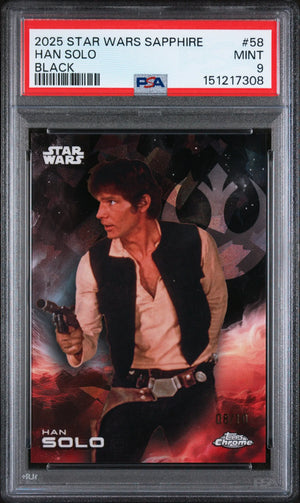 2025 Topps Chrome Sapphire Edition Star Wars Han Solo Black /10 PSA 9 
