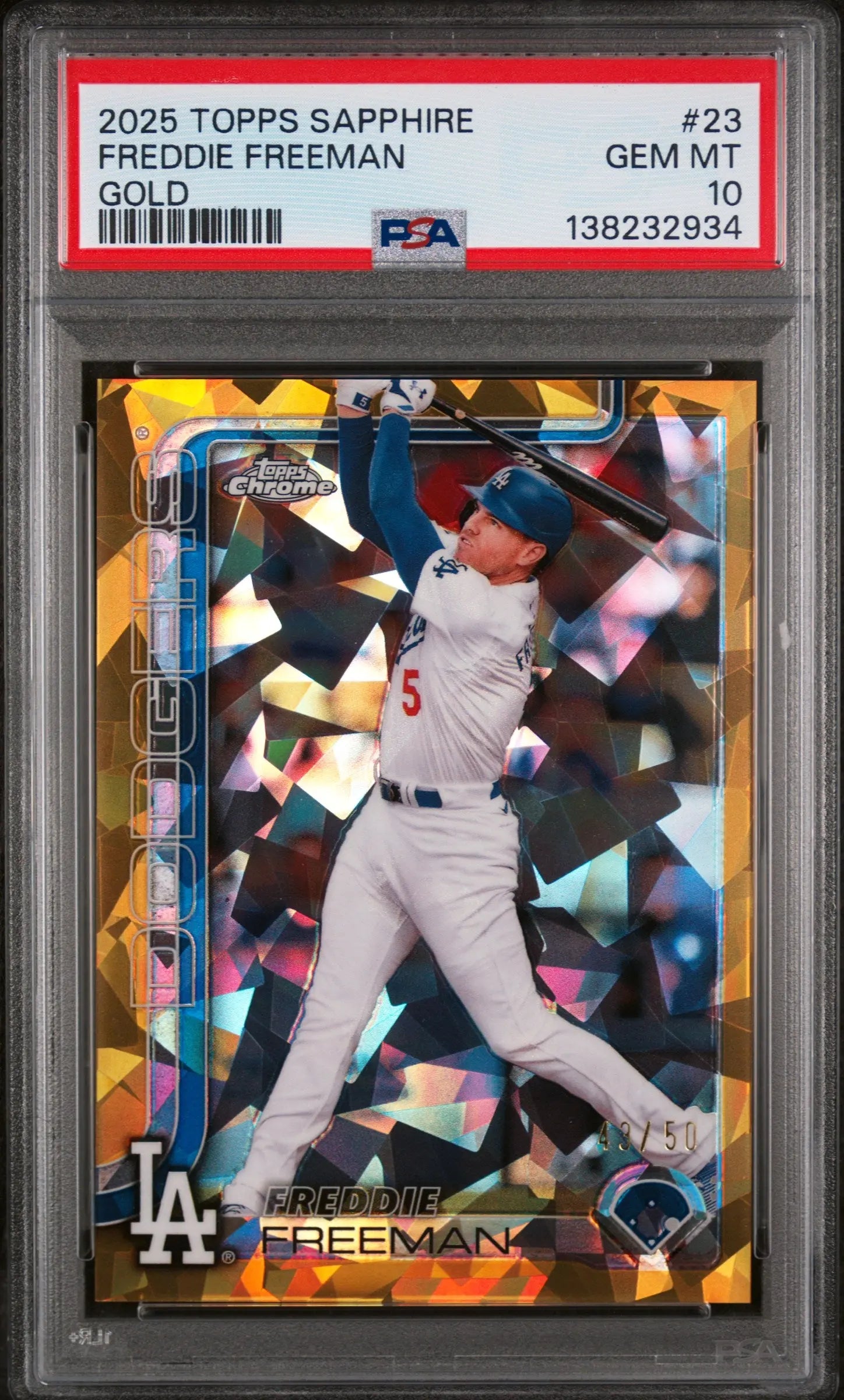 2025 Topps Chrome Sapphire Freddie Freeman Gold /50 PSA 10 
