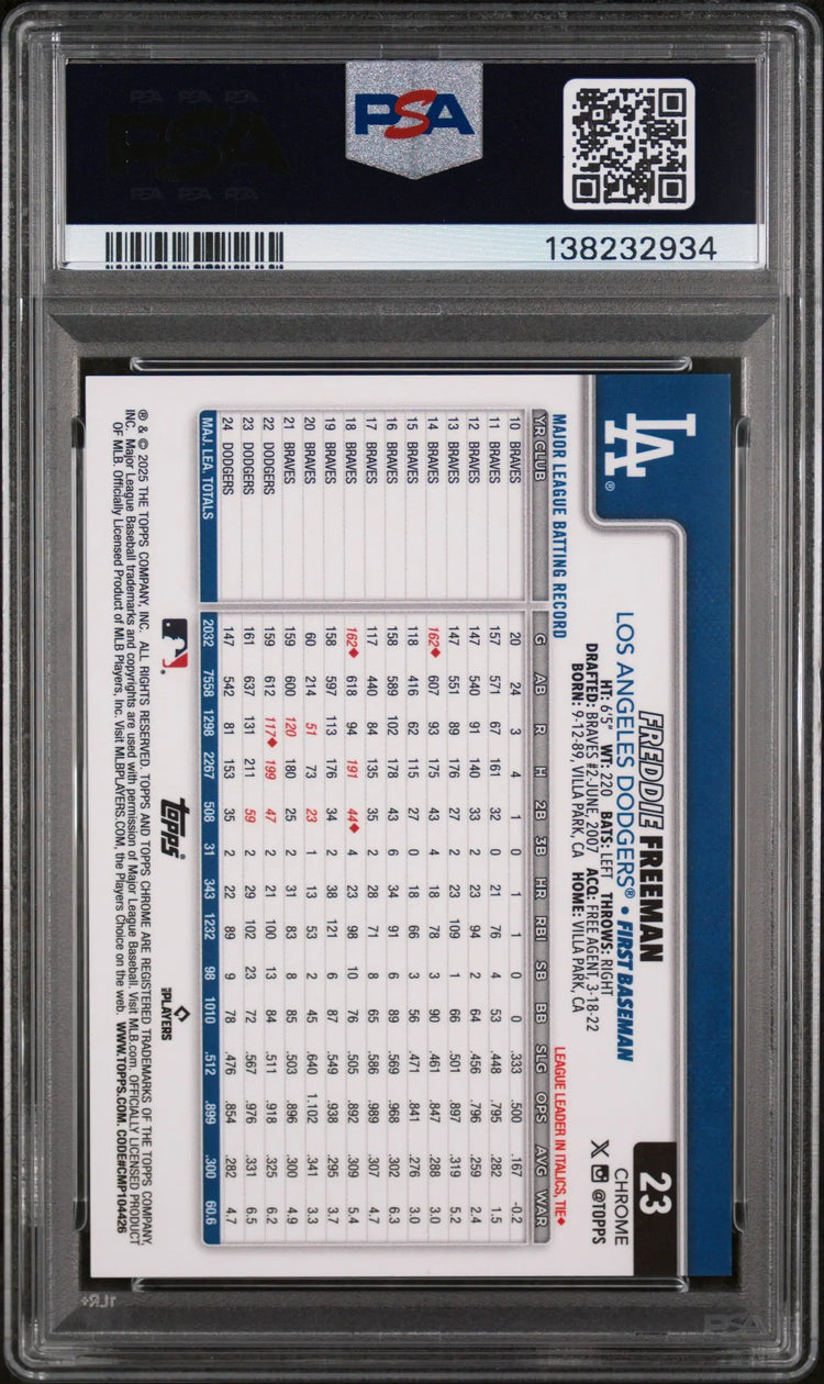 2025 Topps Chrome Sapphire Freddie Freeman Gold /50 PSA 10 