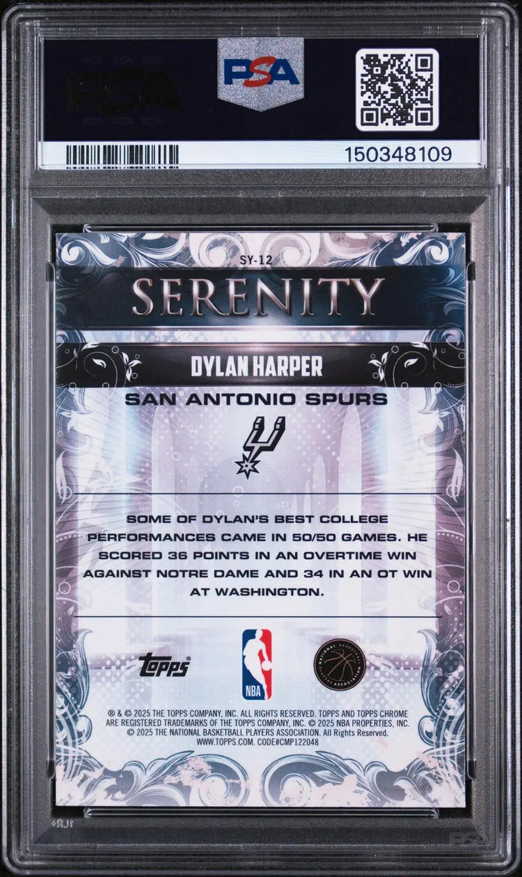 2025 Topps Chrome Serenity Rookie Dylan Harper RC PSA 10 