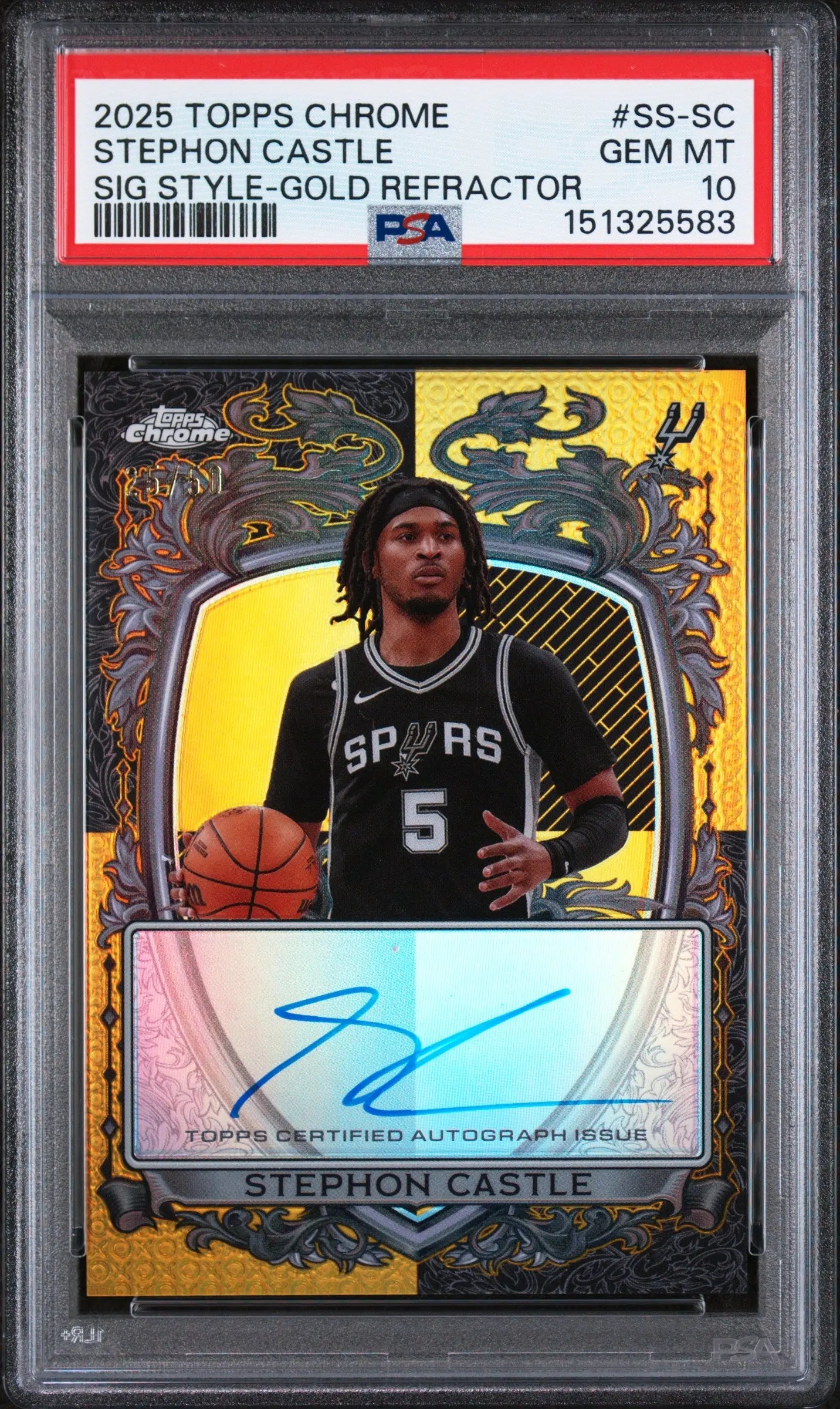 2025 Topps Chrome Signature Style Autograph Stephon Castle Auto Gold /50 PSA 10 