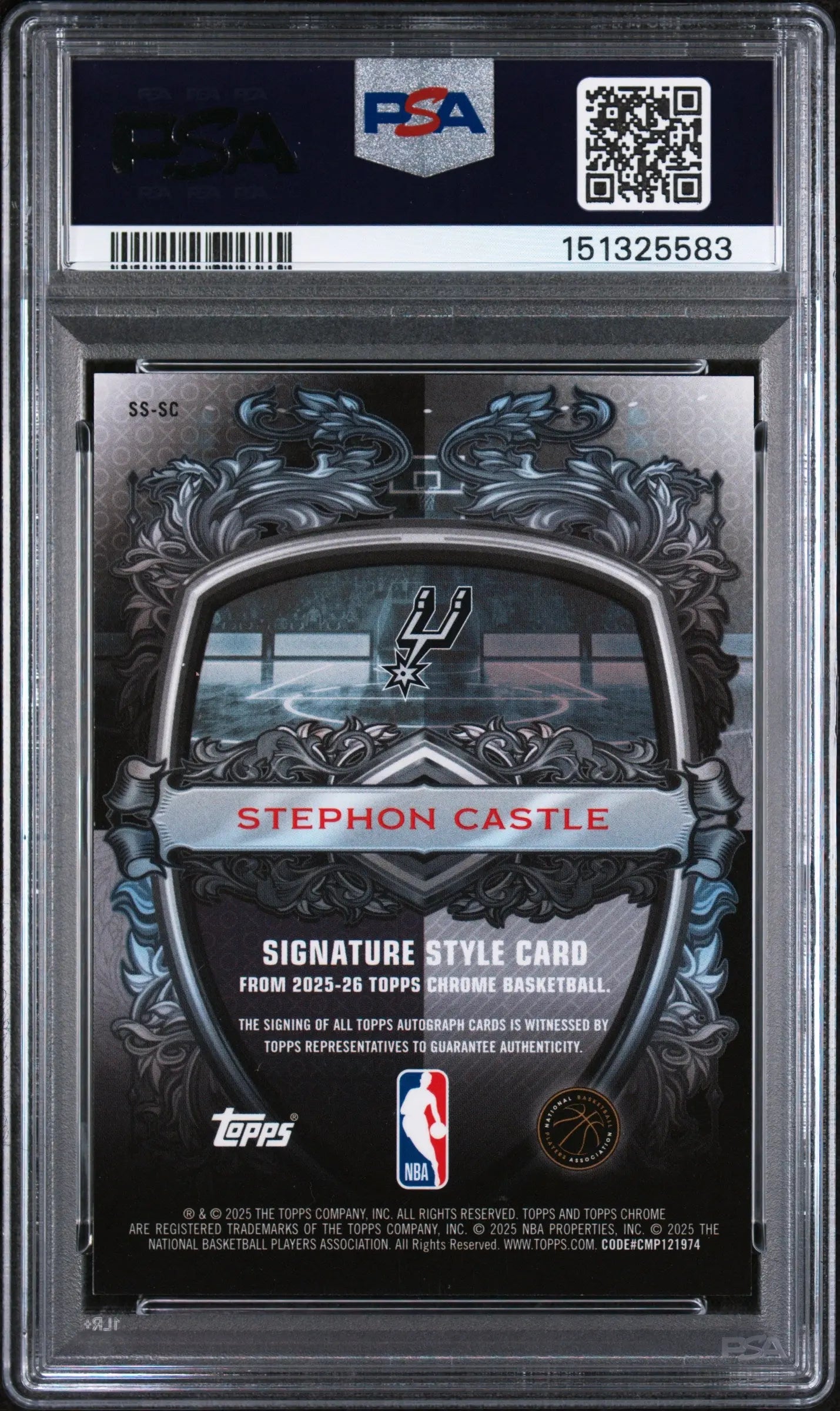 2025 Topps Chrome Signature Style Autograph Stephon Castle Auto Gold /50 PSA 10 