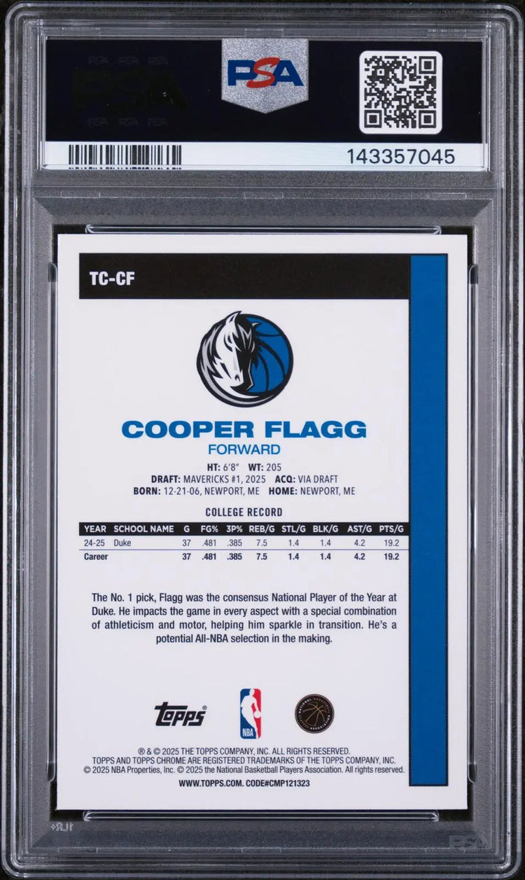 2025 Topps Chrome Silver Pack '80 Topps Rookie Cooper Flagg RC Mojo Ref. PSA 10 