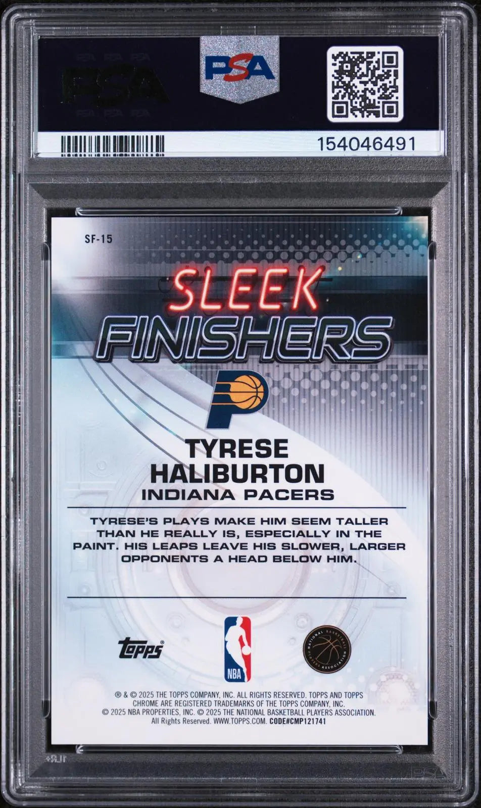 2025 Topps Chrome Sleek Finishers Tyrese Haliburton Orange Geometric /25 PSA 9 