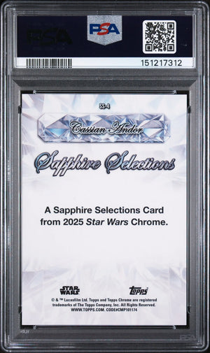 2025 Topps Chrome Star Wars Sapphire Selections Cassian Andor Purple /15 PSA 10 