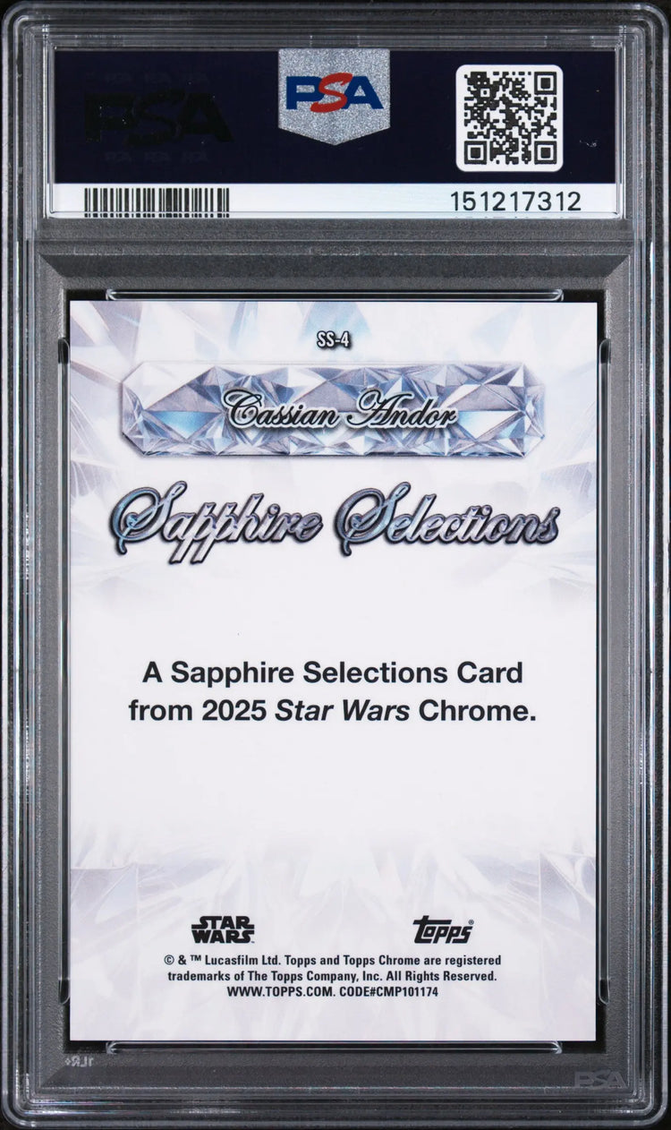 2025 Topps Chrome Star Wars Sapphire Selections Cassian Andor Purple /15 PSA 10 