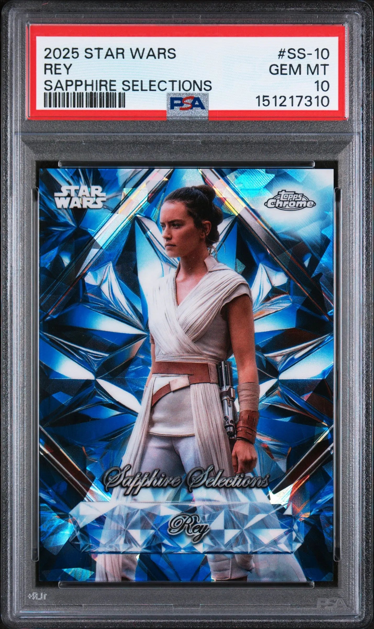 2025 Topps Chrome Star Wars Sapphire Selections Rey PSA 10 