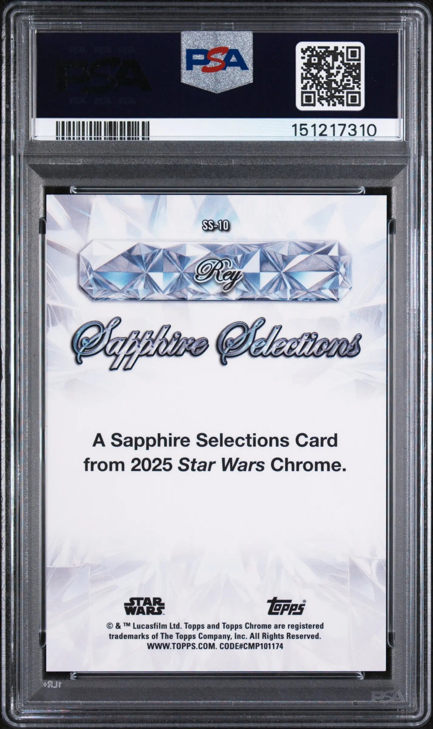 2025 Topps Chrome Star Wars Sapphire Selections Rey PSA 10 