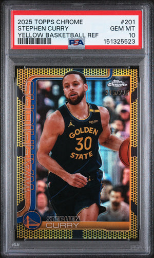 2025 Topps Chrome Stephen Curry Yellow Basketball Refractor /275 PSA 10 