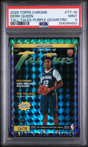2025 Topps Chrome Tall Tales Rookie Derik Queen Purple Geometric /75 RC PSA 9 