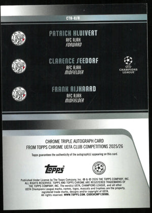2025 Topps Chrome UEFA CL Red Triple Auto Kluivert Sedorf Aijhaard 5/5 