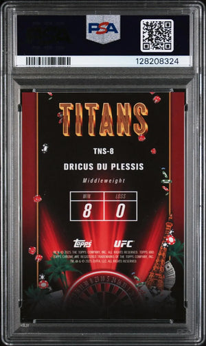 2025 Topps Chrome UFC Titans Dricus Du Plessis PSA 8 