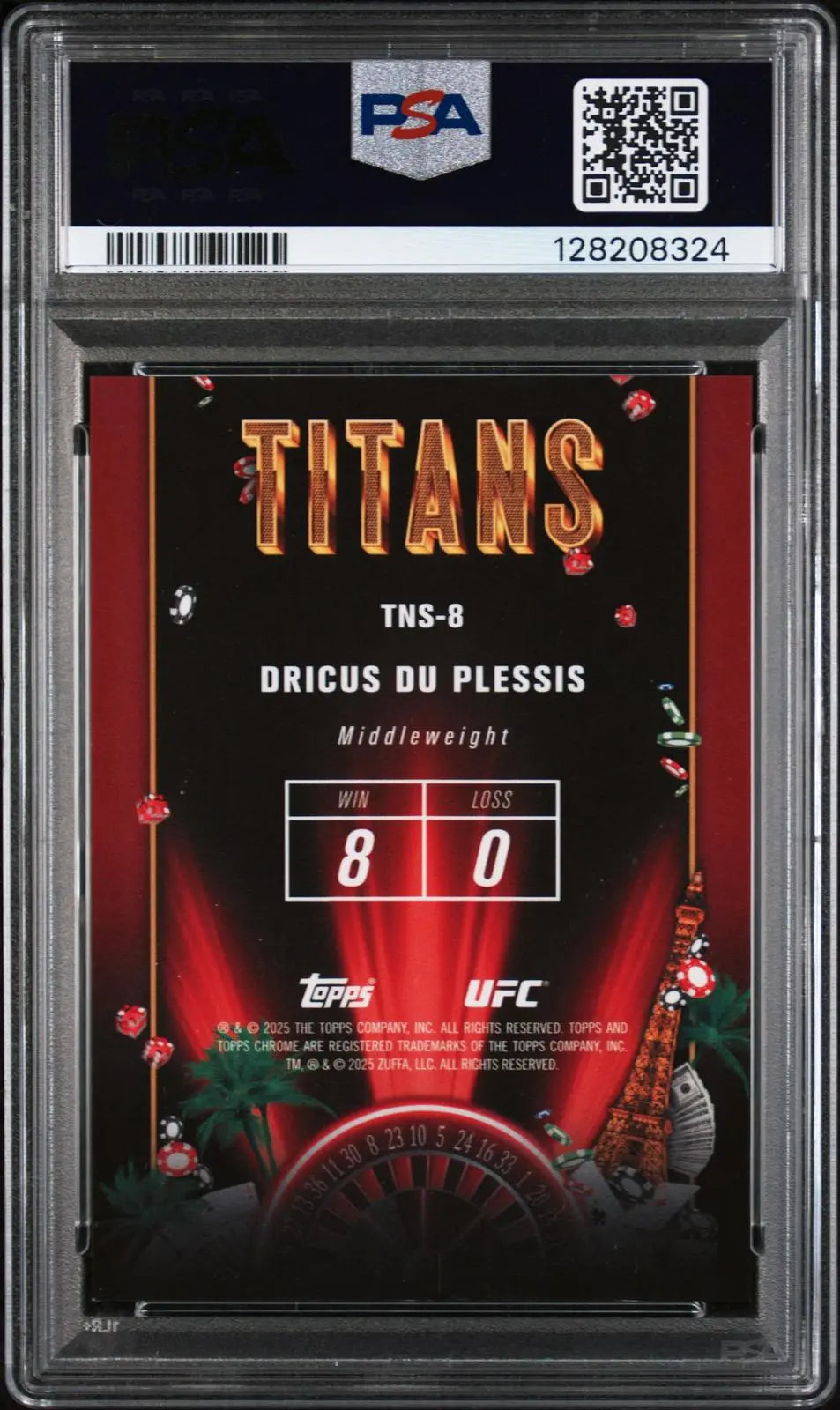 2025 Topps Chrome UFC Titans Dricus Du Plessis PSA 8 