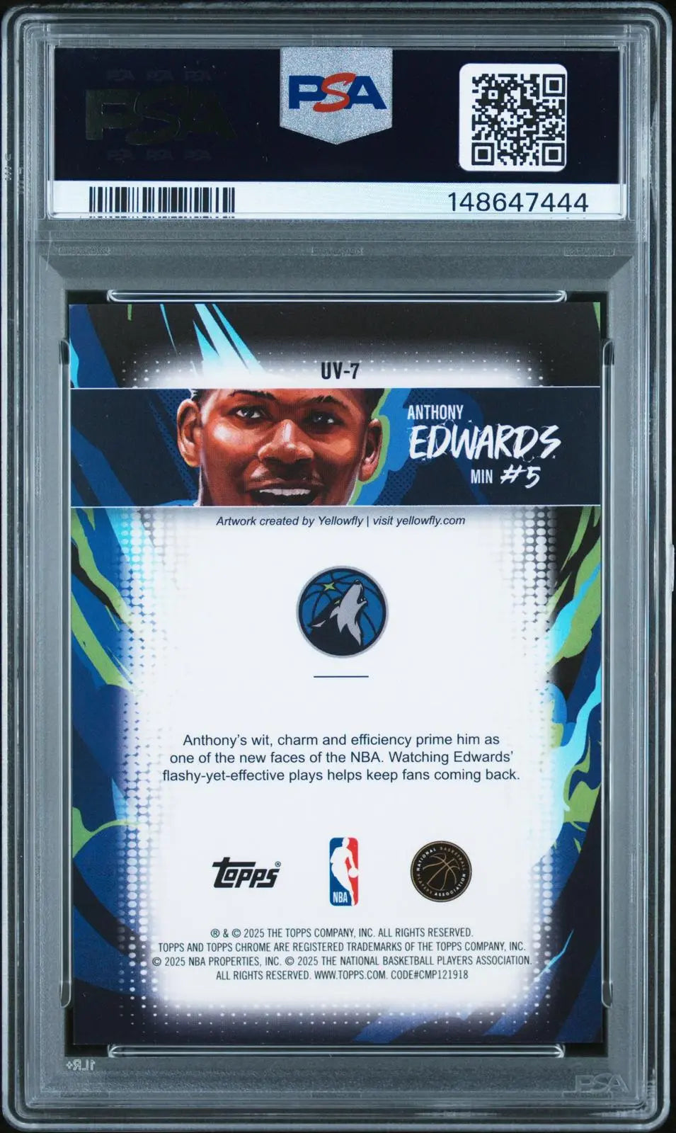 2025 Topps Chrome Ultra Violet Anthony Edwards PSA 9 