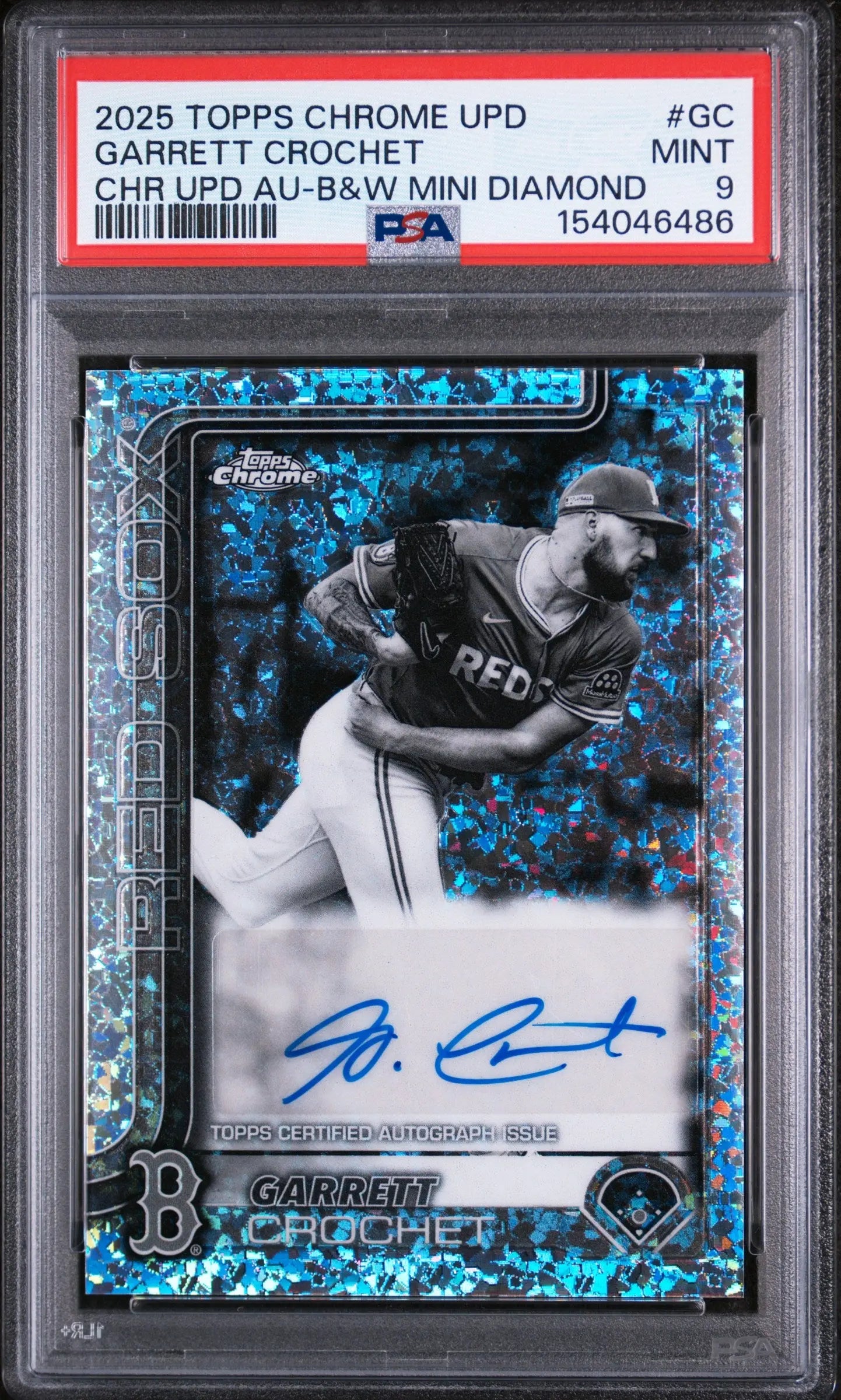 2025 Topps Chrome Update Autographs Garrett Crochet B&W Mini Diamond Auto PSA 9 