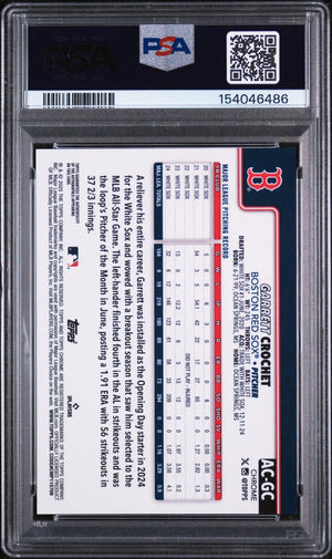 2025 Topps Chrome Update Autographs Garrett Crochet B&W Mini Diamond Auto PSA 9 