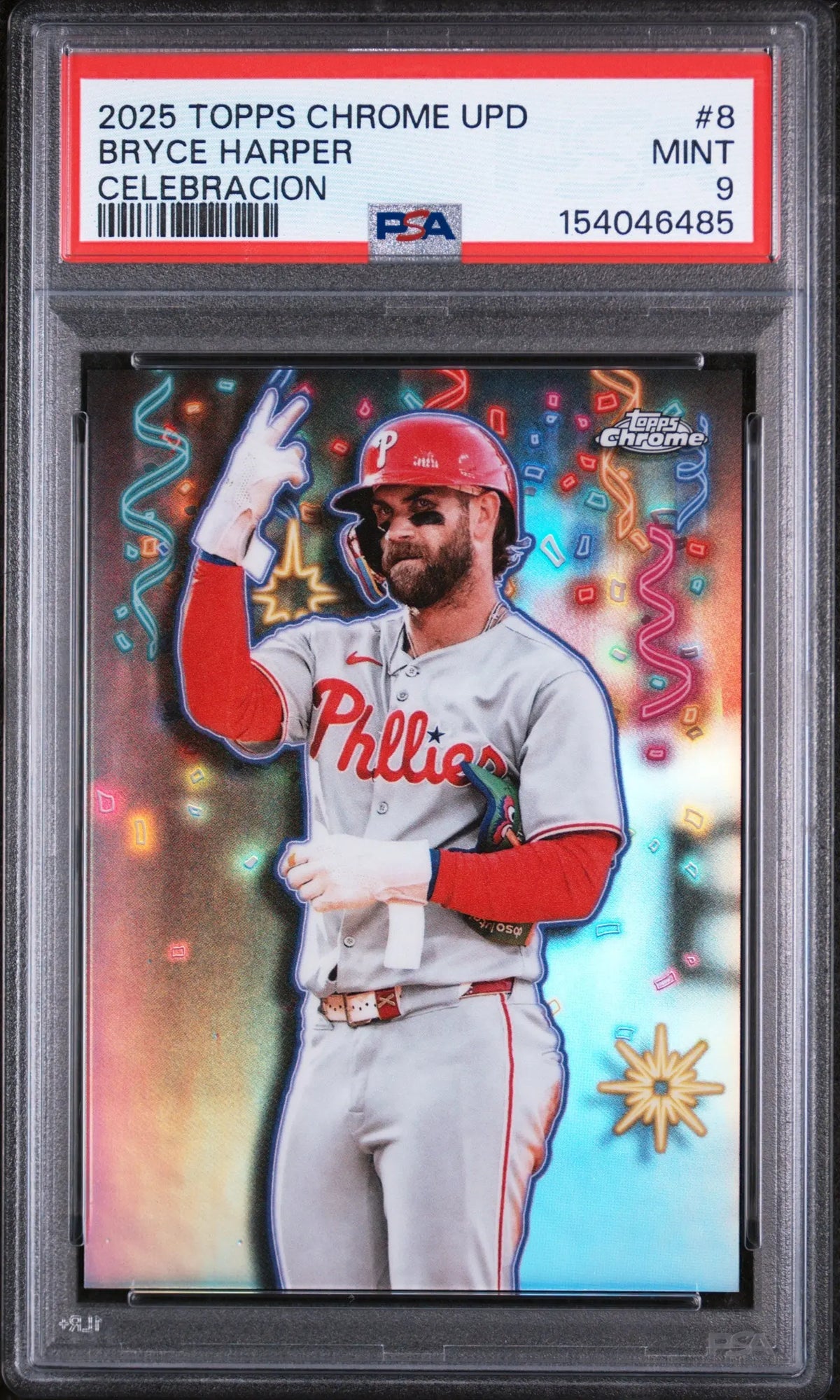 2025 Topps Chrome Update Celebracion Bryce Harper PSA 9 