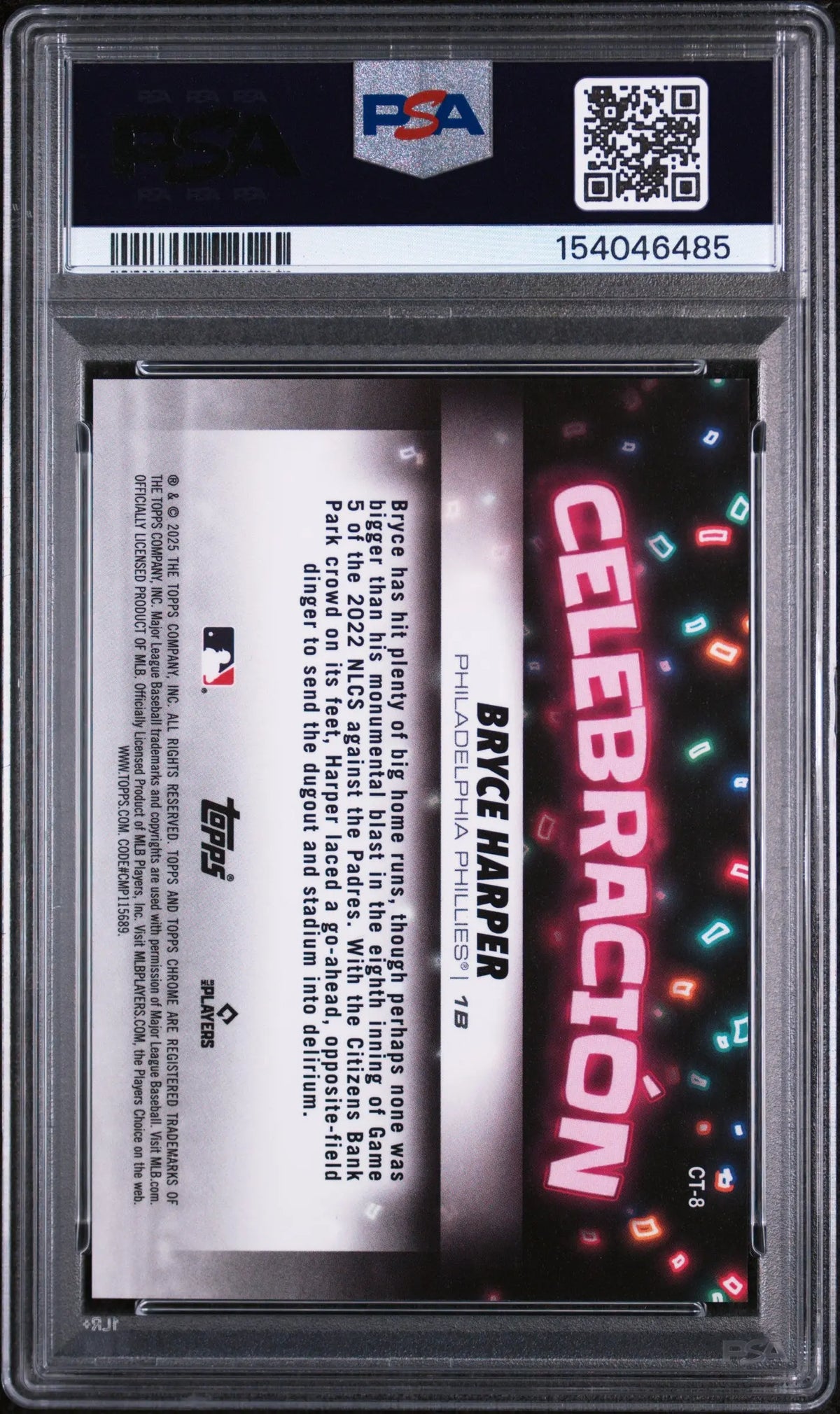 2025 Topps Chrome Update Celebracion Bryce Harper PSA 9 