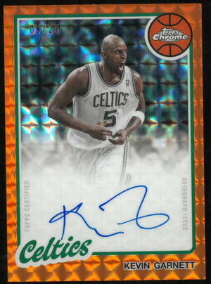 2025 Topps Chrome Updates 1980-81 Autograph Kevin Garnett Orange X-Fractor /25 