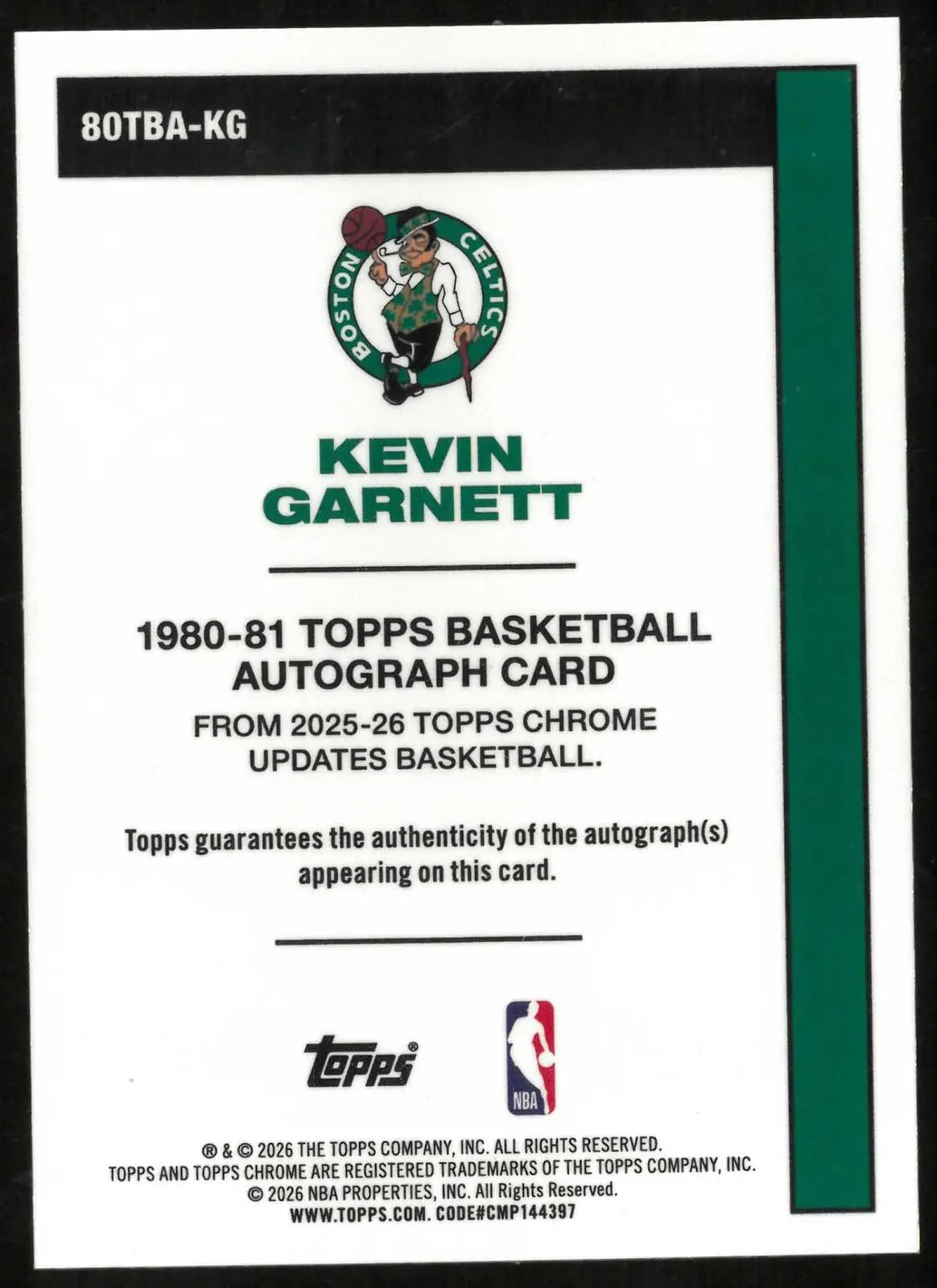 2025 Topps Chrome Updates 1980-81 Autograph Kevin Garnett Orange X-Fractor /25 