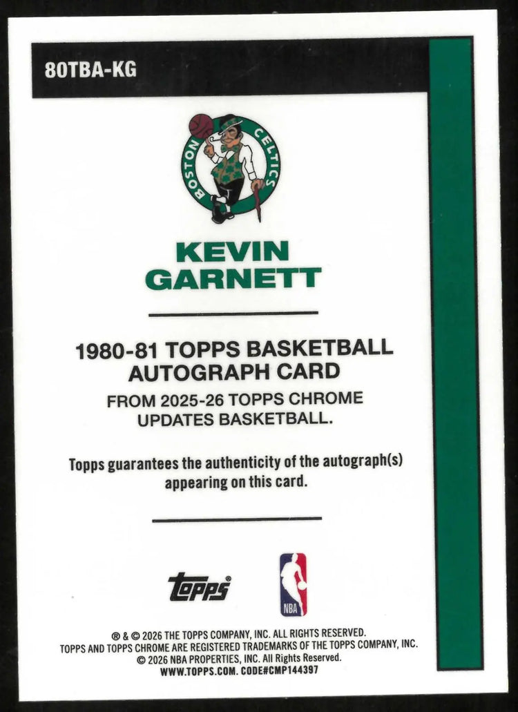 2025 Topps Chrome Updates 1980-81 Autograph Kevin Garnett Orange X-Fractor /25 