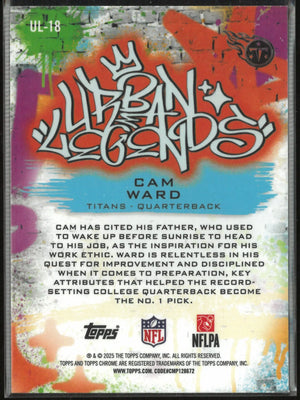 2025 Topps Chrome Urban Legends Rookie Cam Ward 