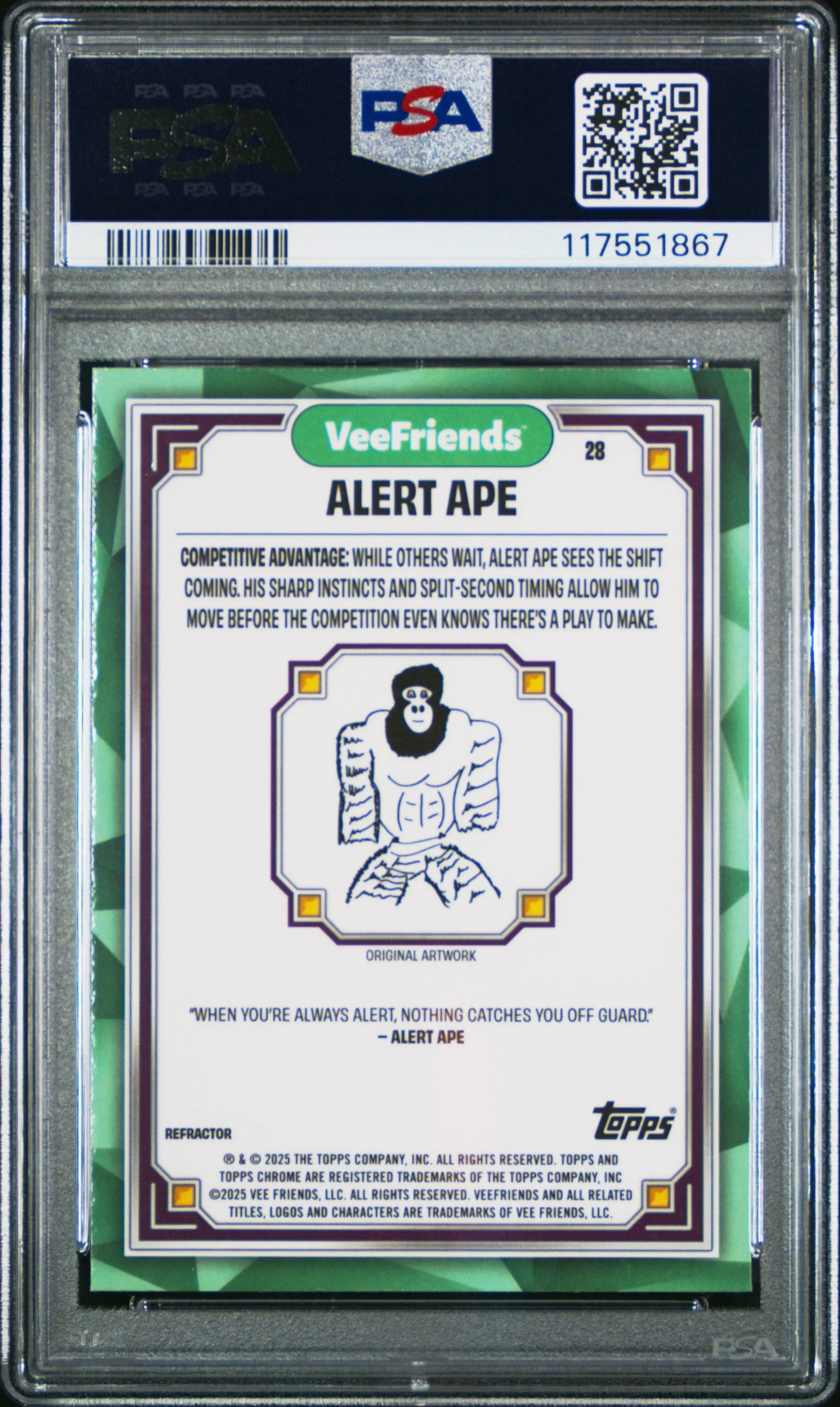 2025 Topps Chrome Veefriends Alert Ape Refractor #28 PSA 10 