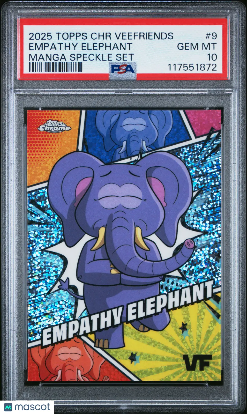 2025 Topps Chrome Veefriends Manga Speckle Set Empathy Elephant #9 PSA 10 