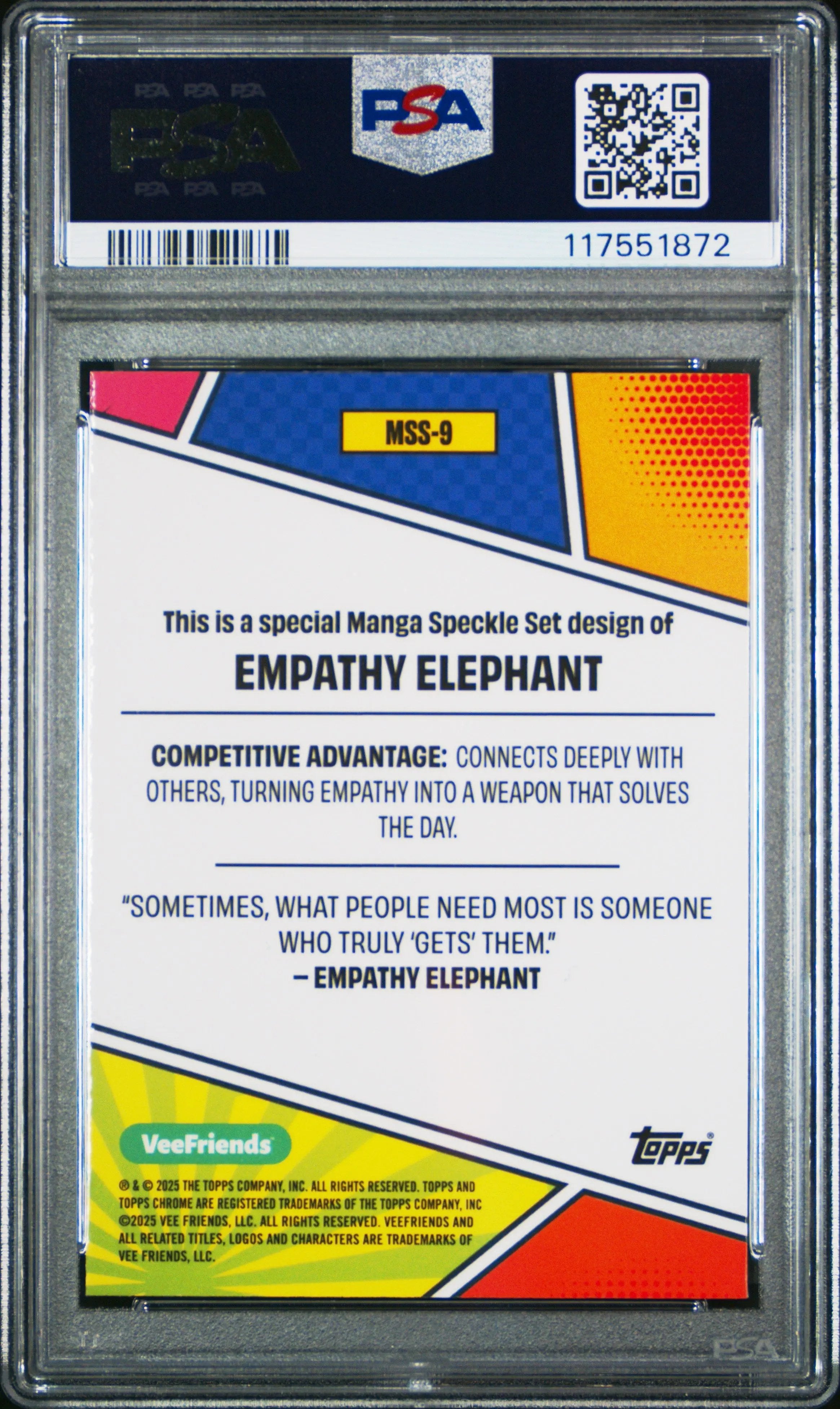 2025 Topps Chrome Veefriends Manga Speckle Set Empathy Elephant #9 PSA 10 